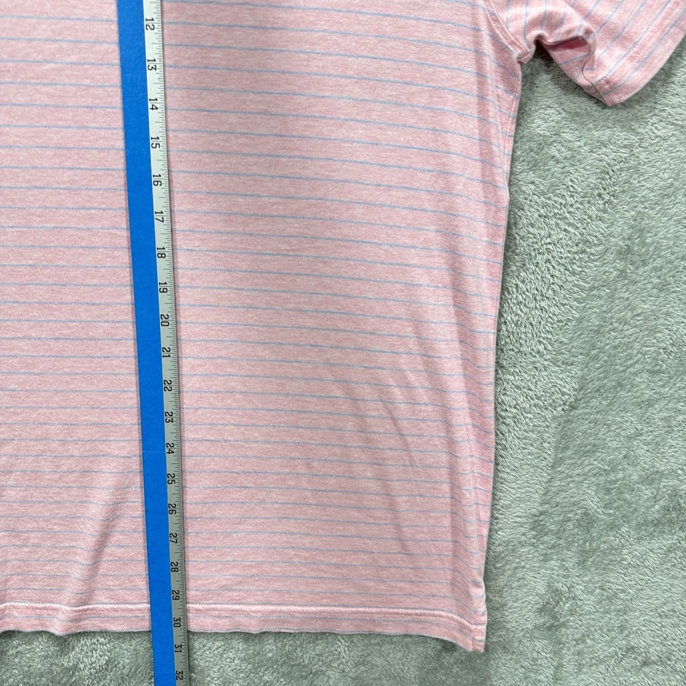 Peter Millar Polo Shirt Mens Large Pink Blue Crown Cool Striped Performance Golf - Picture 8 of 8
